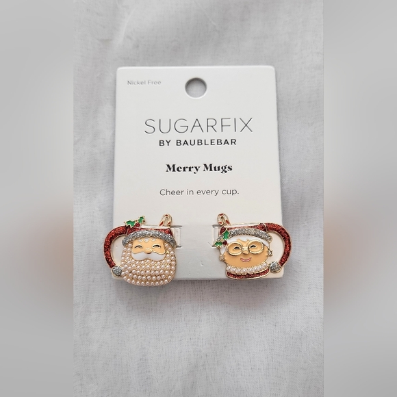 NWT! Pearl Embellished Santa and Mrs. Claus Sugarfix Merry Christmas Ear… - Picture 1 of 4